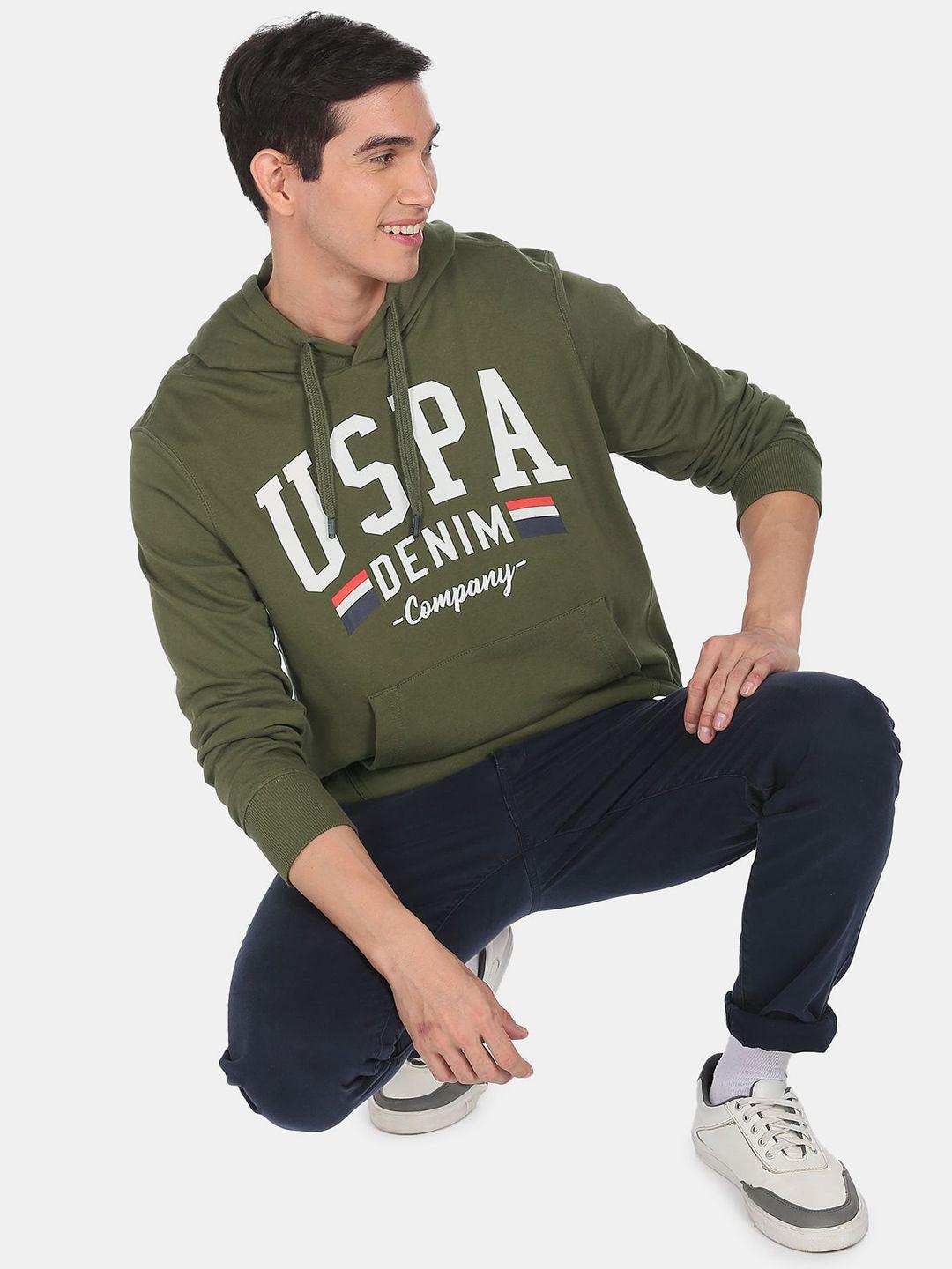 u.s. polo assn. denim co. men green printed sweatshirt