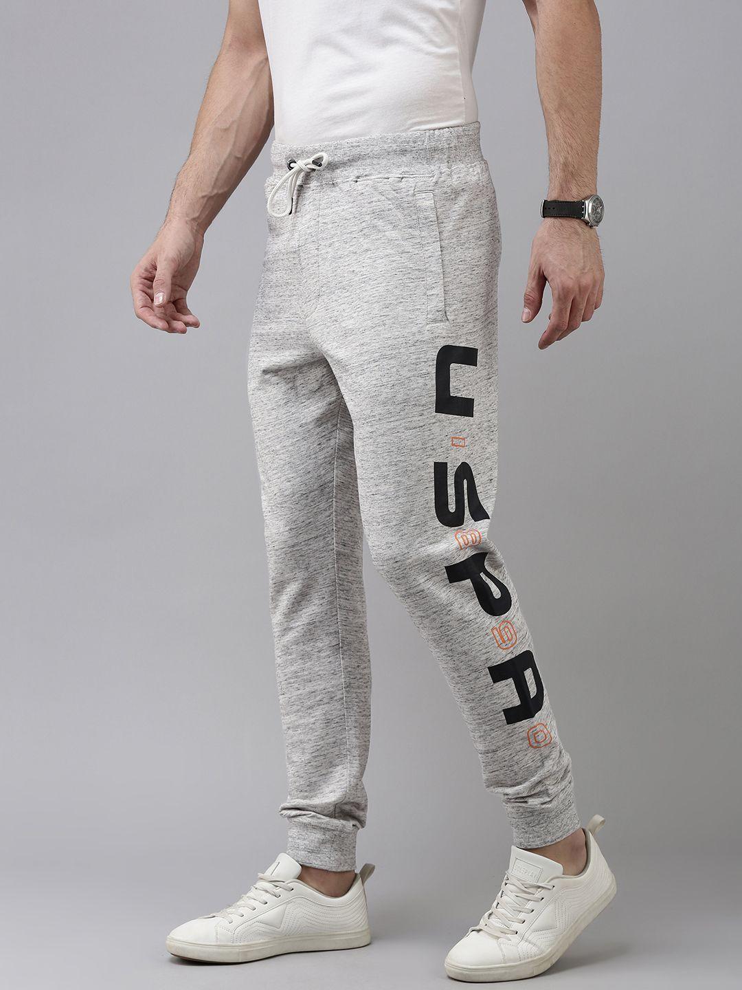 u.s. polo assn. denim co. men grey & black printed pure cotton joggers