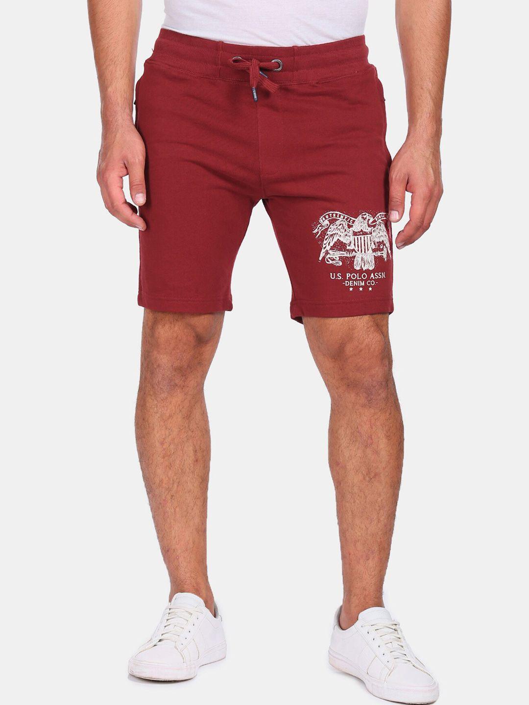 u.s. polo assn. denim co. men maroon printed regular shorts