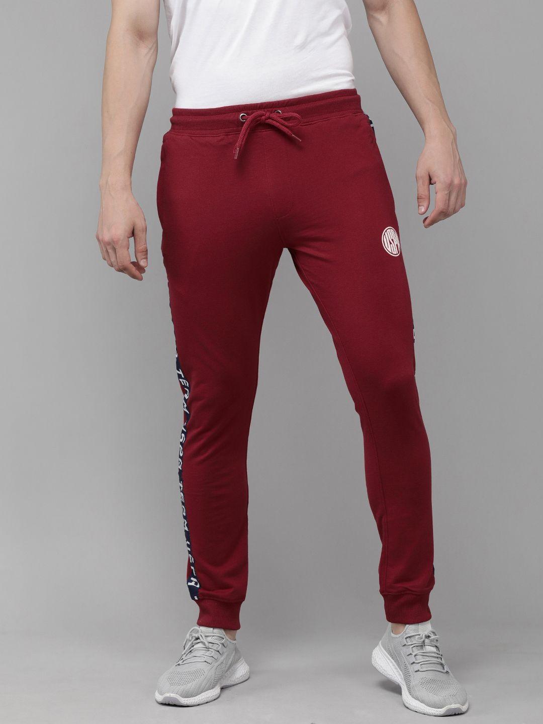 u.s. polo assn. denim co. men red slim fit side striped joggers