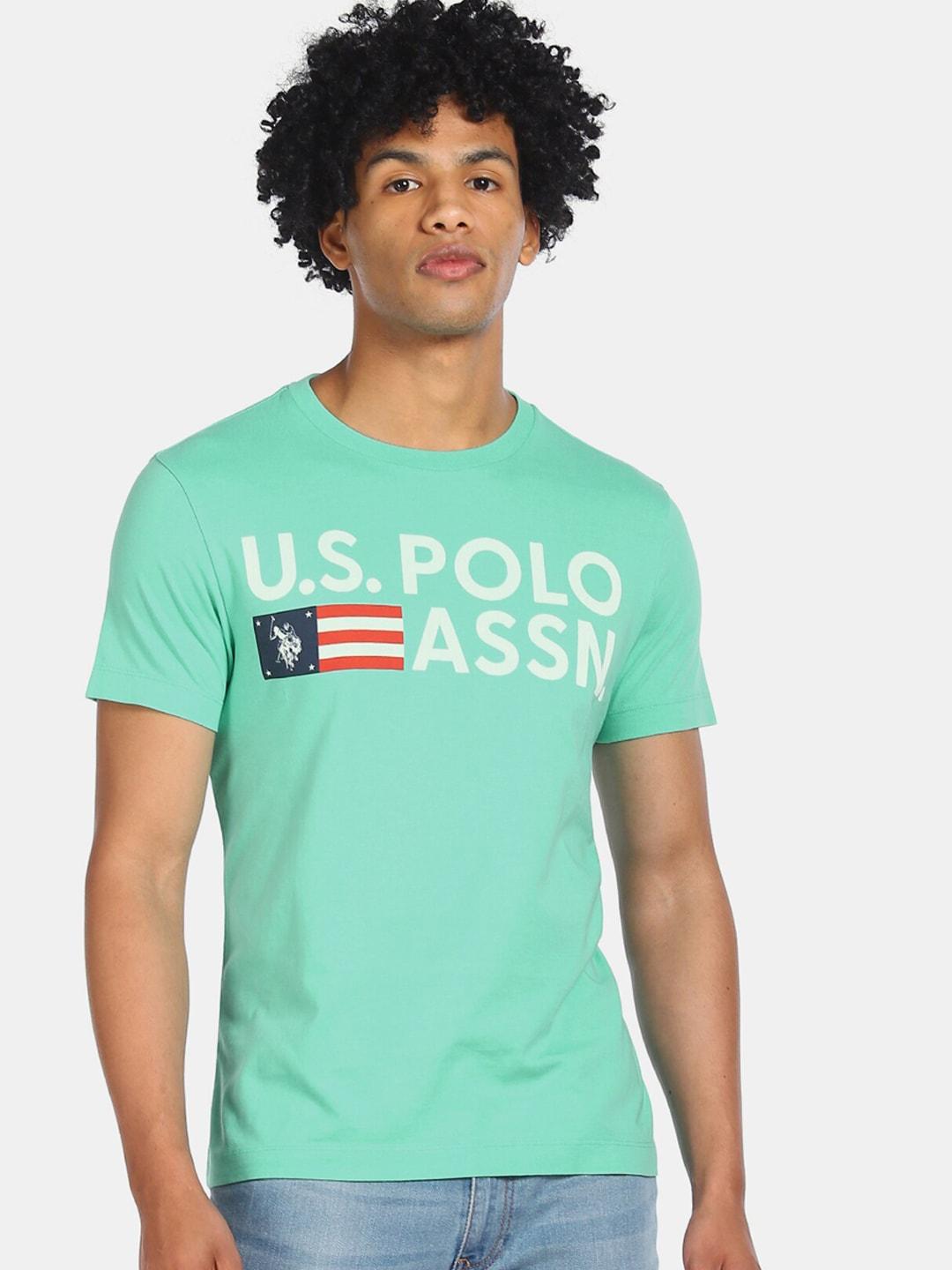 u.s. polo assn. denim co. men sea green printed round neck t-shirt