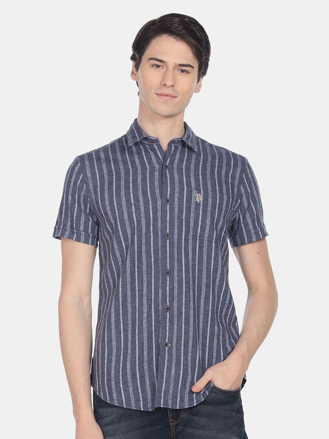 u.s. polo assn. denim co. men slim fit striped casual shirt