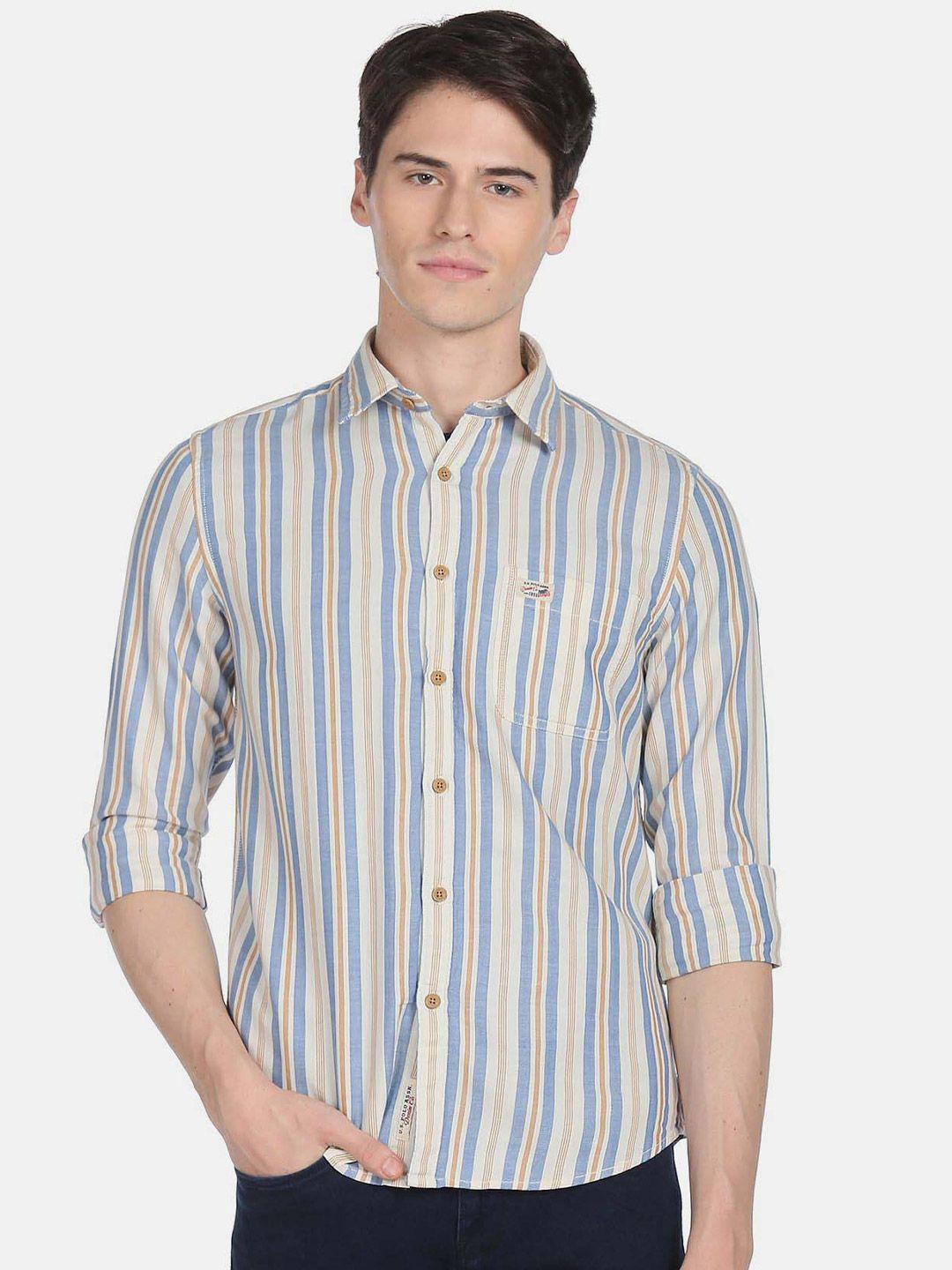 u.s. polo assn. denim co. men striped pure cotton casual shirt