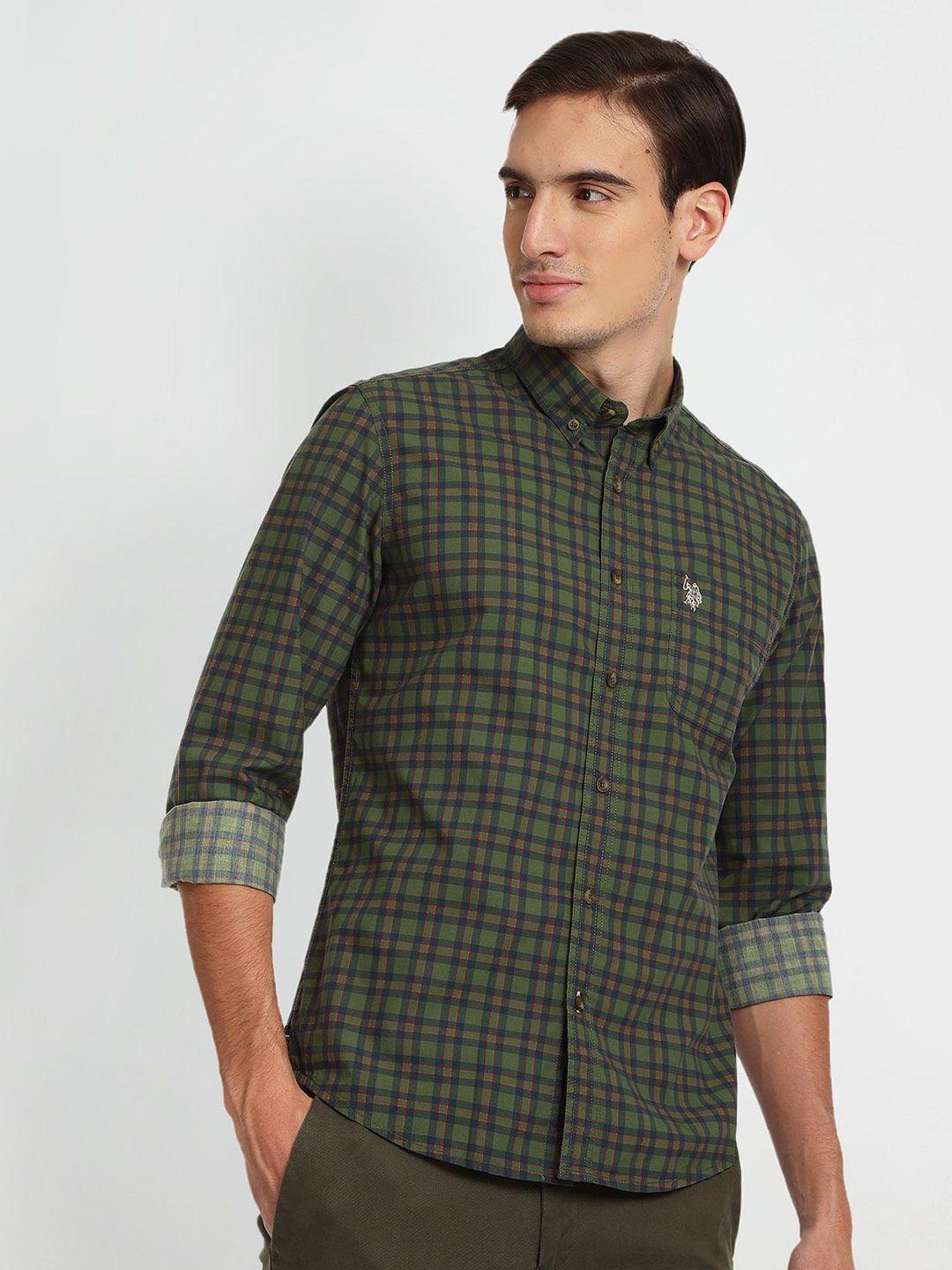 u.s. polo assn. denim co. men tartan checked casual pure cotton shirt