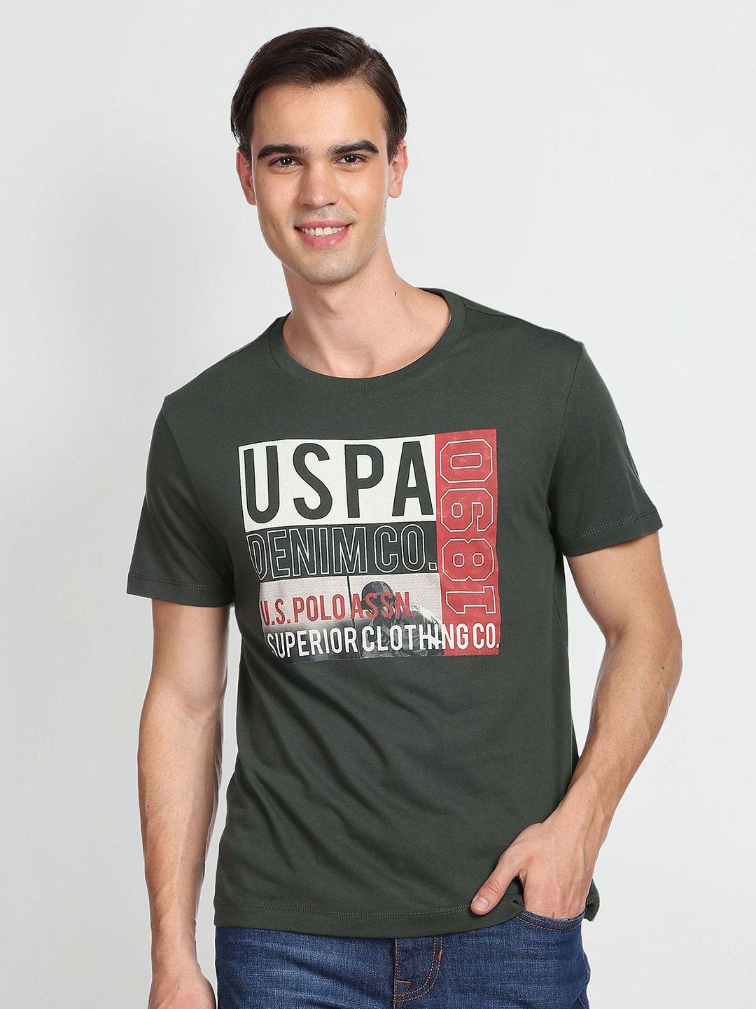 u.s. polo assn. denim co. men typography printed pure cotton t-shirt