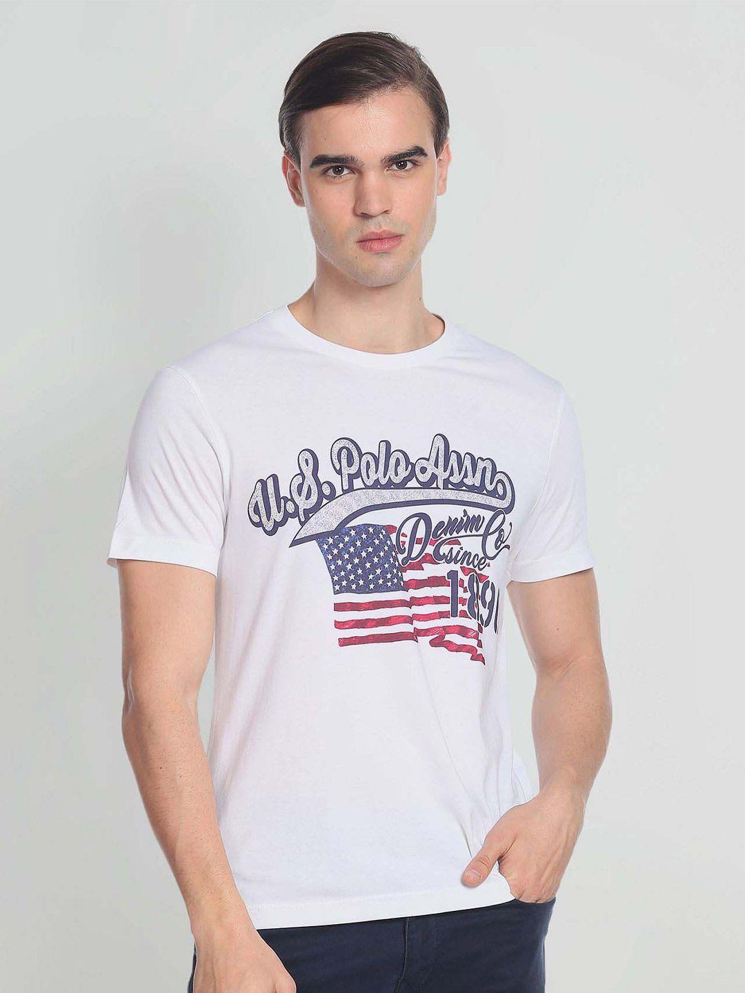 u.s. polo assn. denim co. men typography printed slim fit pure cotton t-shirt