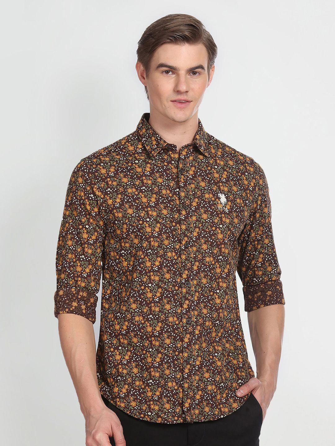 u.s. polo assn. denim co. slim fit floral opaque printed cotton casual shirt