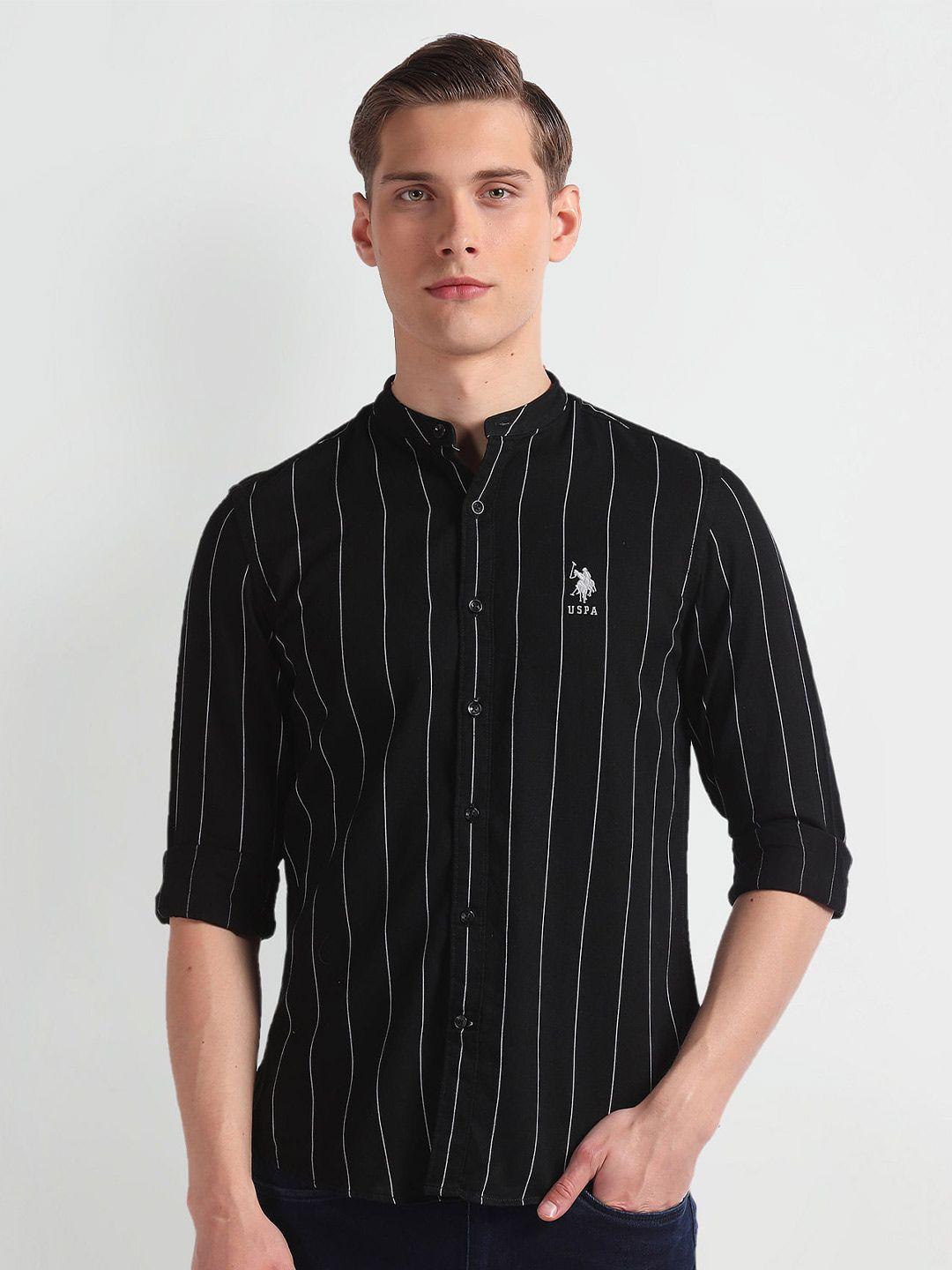 u.s. polo assn. denim co. slim fit opaque striped casual shirt
