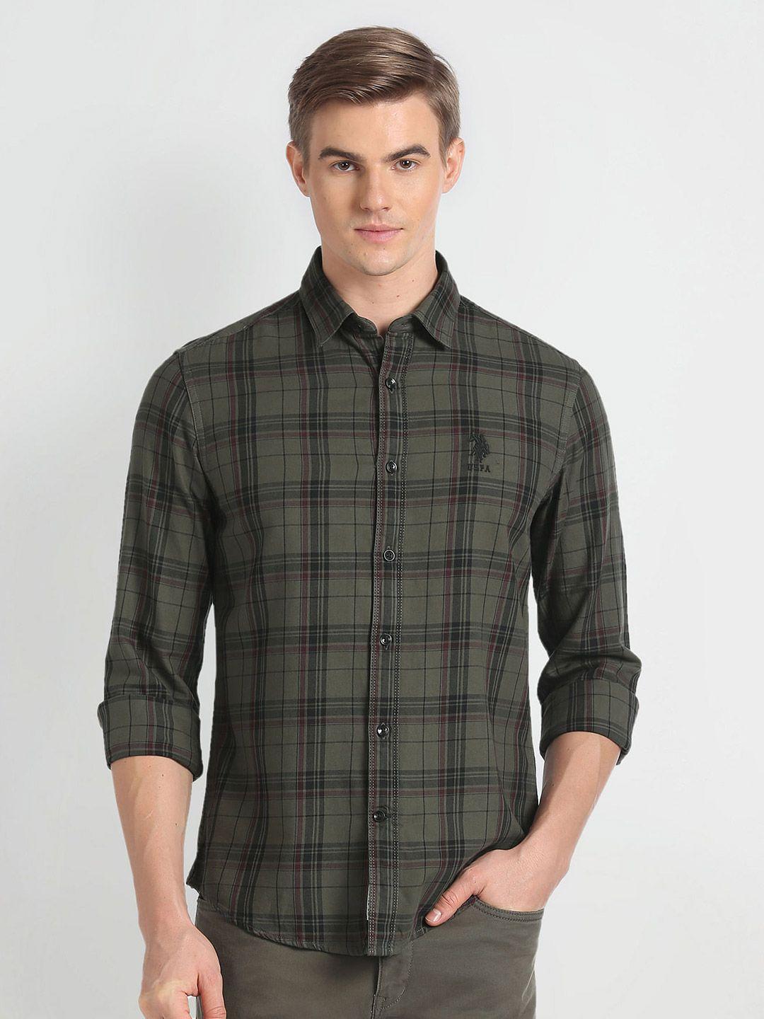 u.s. polo assn. denim co. slim fit tartan checked casual shirt