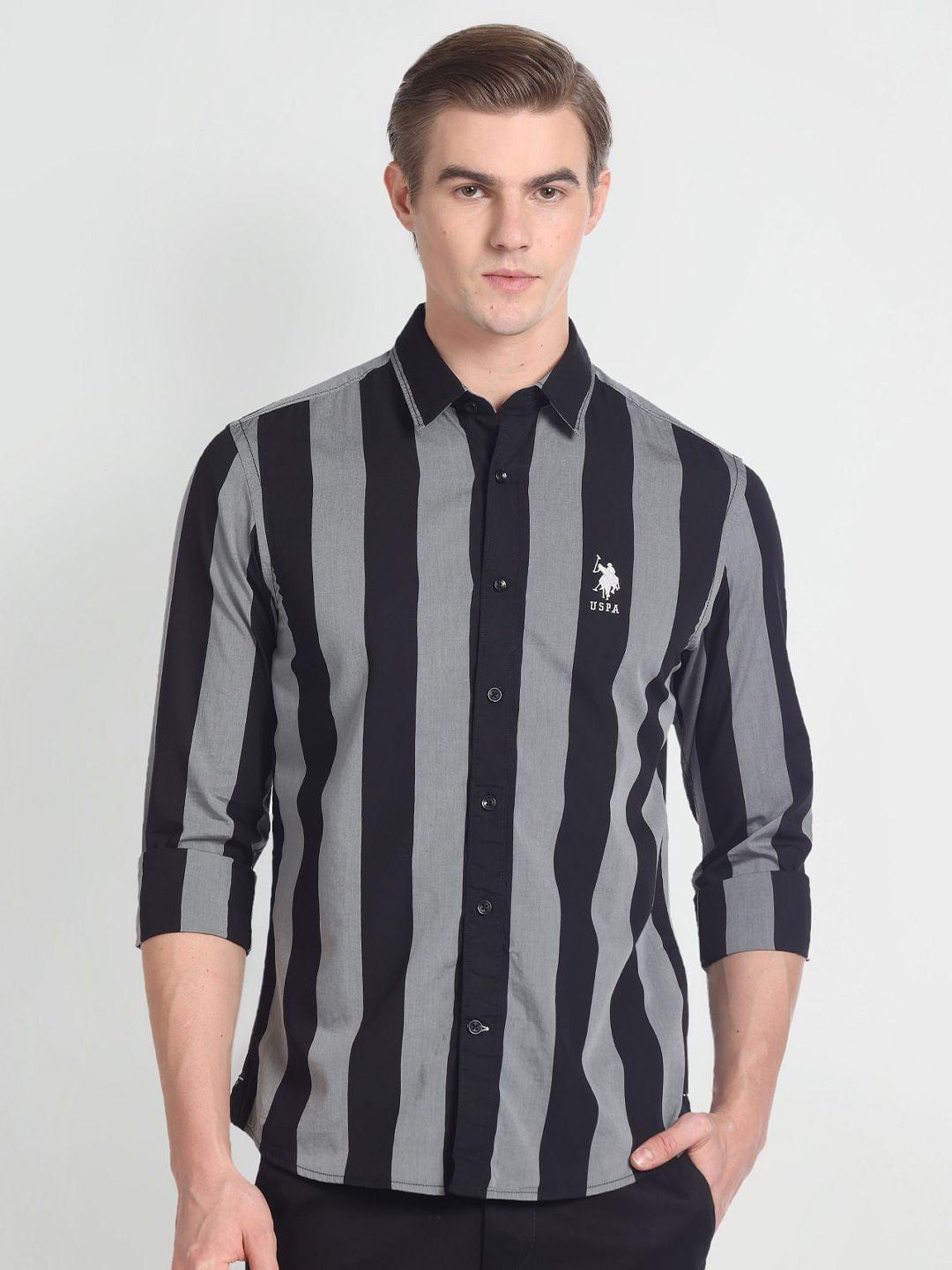 u.s. polo assn. denim co. slim fit vertical striped casual pure cotton shirt