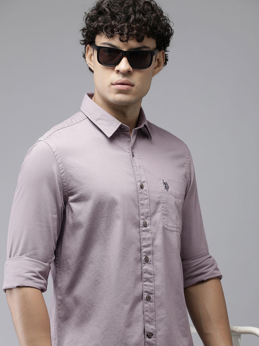 u.s. polo assn. denim co. spread collar slim fit pure cotton casual shirt