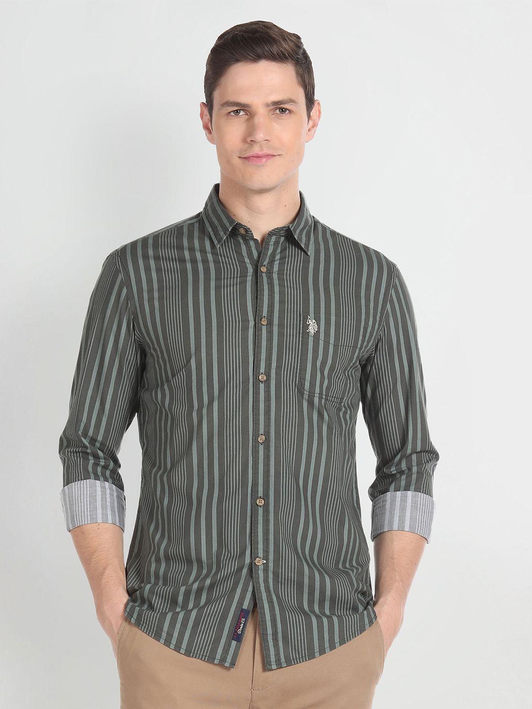 u.s. polo assn. denim co. striped cotton casual shirt