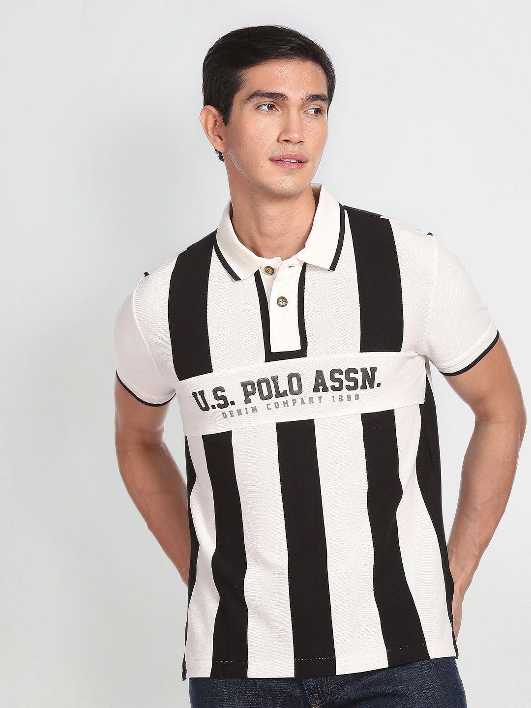 u.s. polo assn. denim co. striped monochrome pure cotton slim fit t-shirt