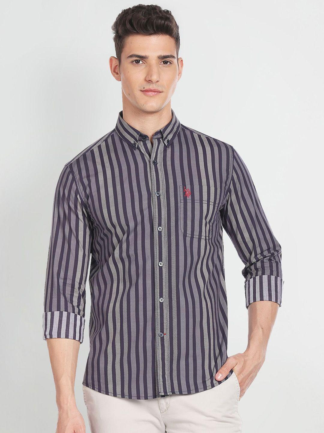 u.s. polo assn. denim co. vertical striped slim fit pure cotton casual shirt