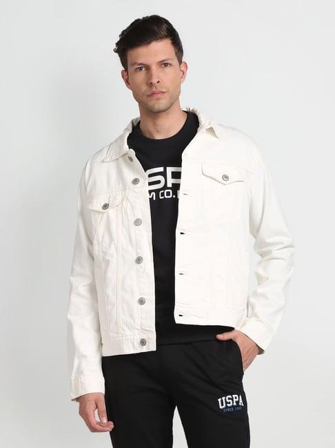 u.s. polo assn. denim co. white cotton regular fit denim jacket