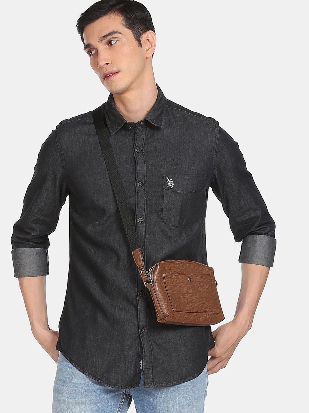 u.s. polo assn. denim co.men black chambray casual shirt