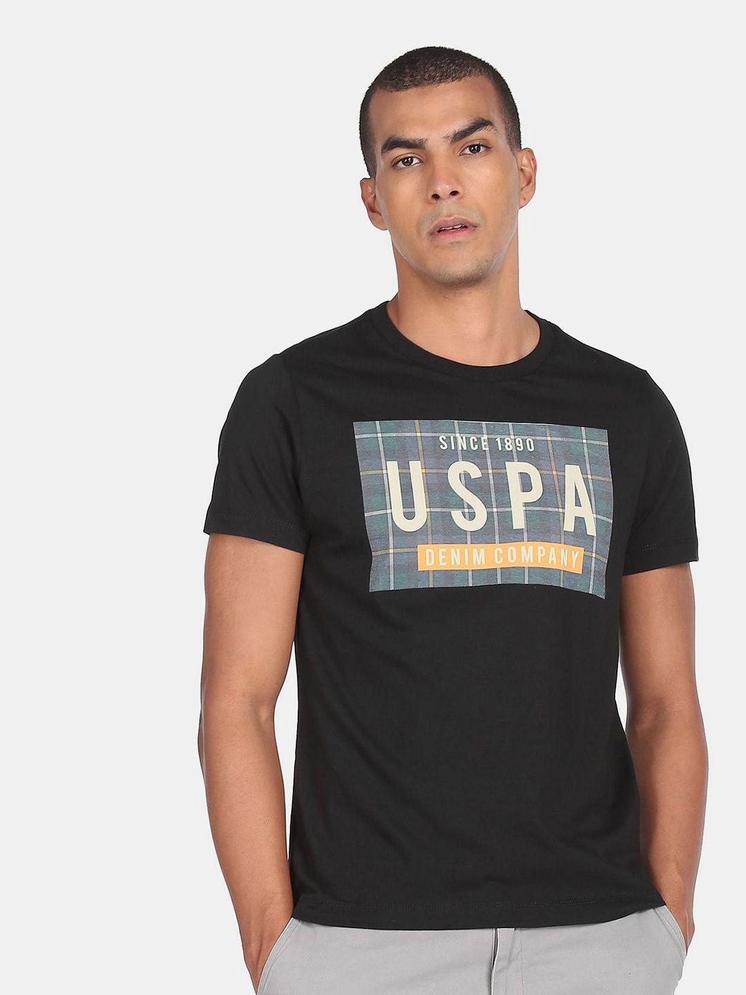 u.s. polo assn. denim co.men black typography printed t-shirt