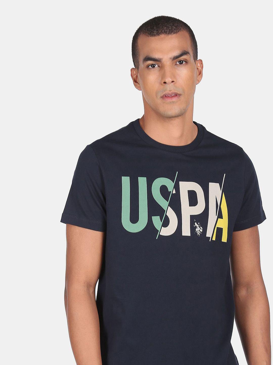 u.s. polo assn. denim co.men blue typography printed t-shirt