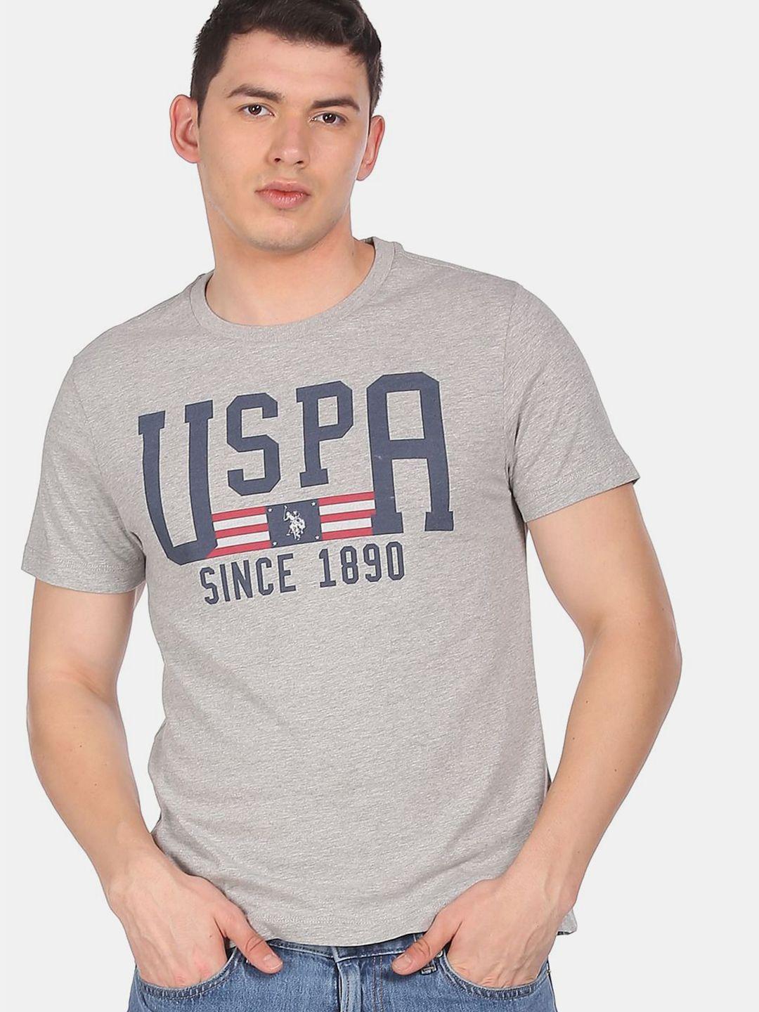 u.s. polo assn. denim co.men grey typography printed t-shirt