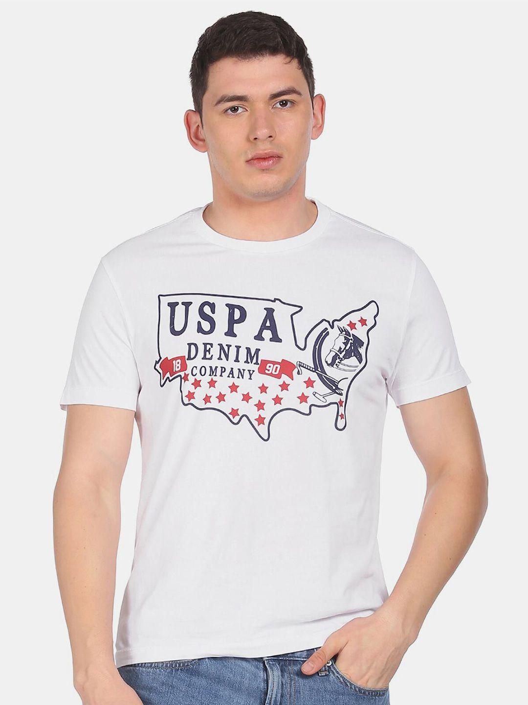 u.s. polo assn. denim co.men white printed t-shirt