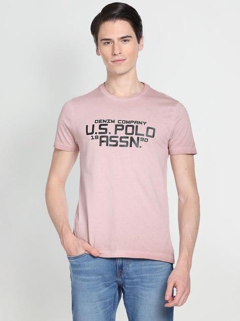 u.s. polo assn. dusty pink cotton slim fit printed t-shirt