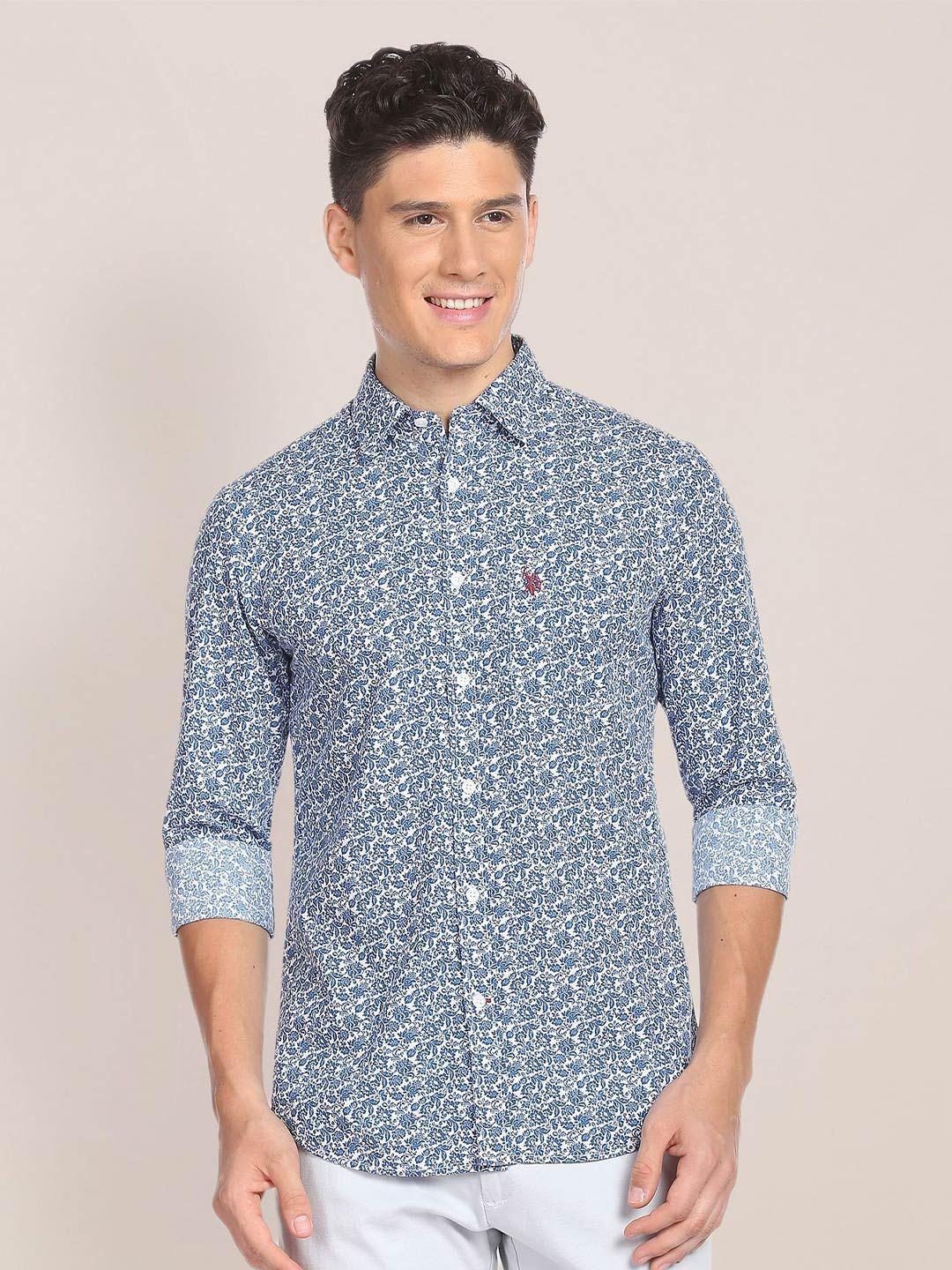 u.s. polo assn. floral printed pure cotton casual shirt