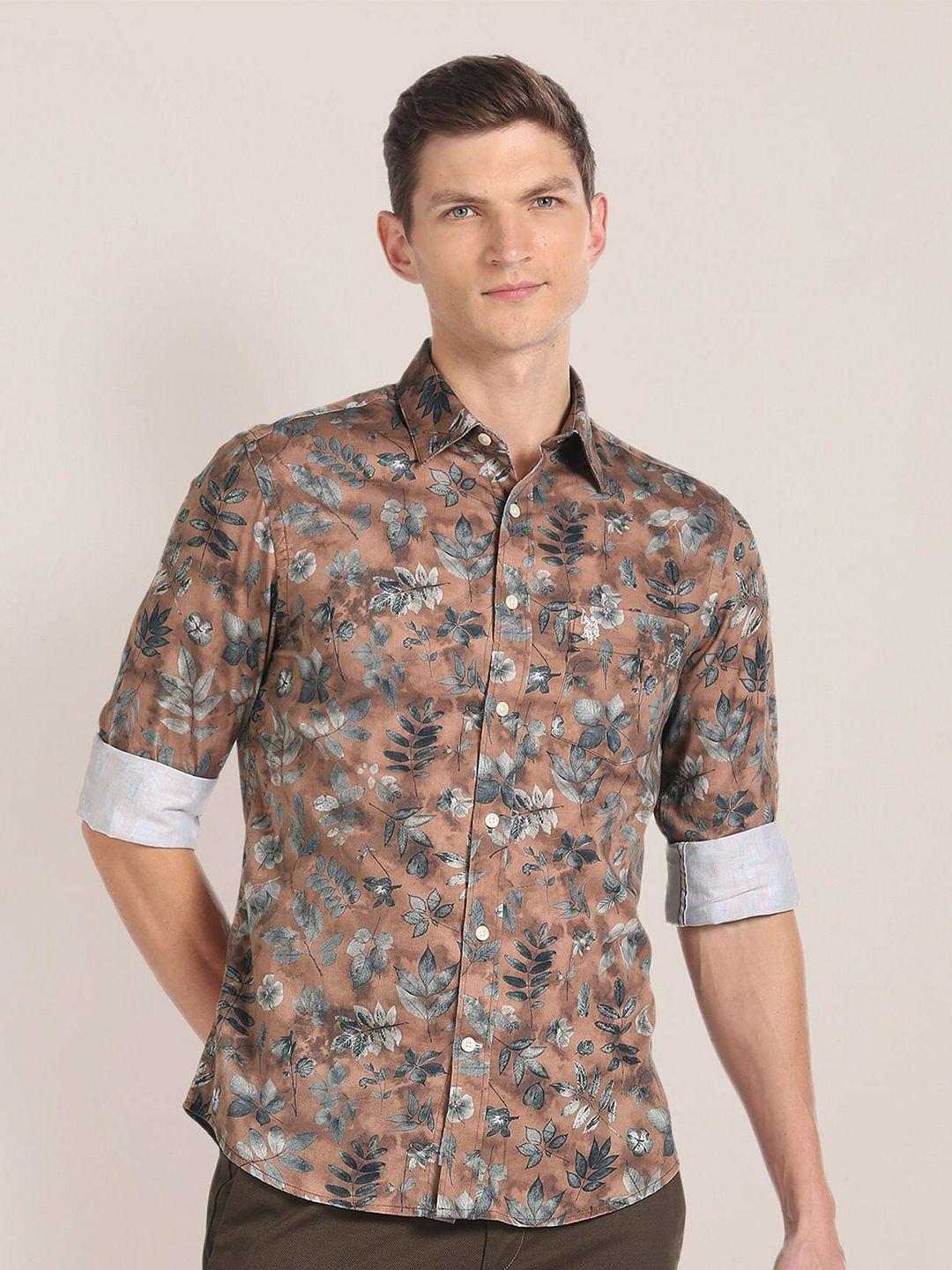 u.s. polo assn. floral printed pure cotton casual shirt