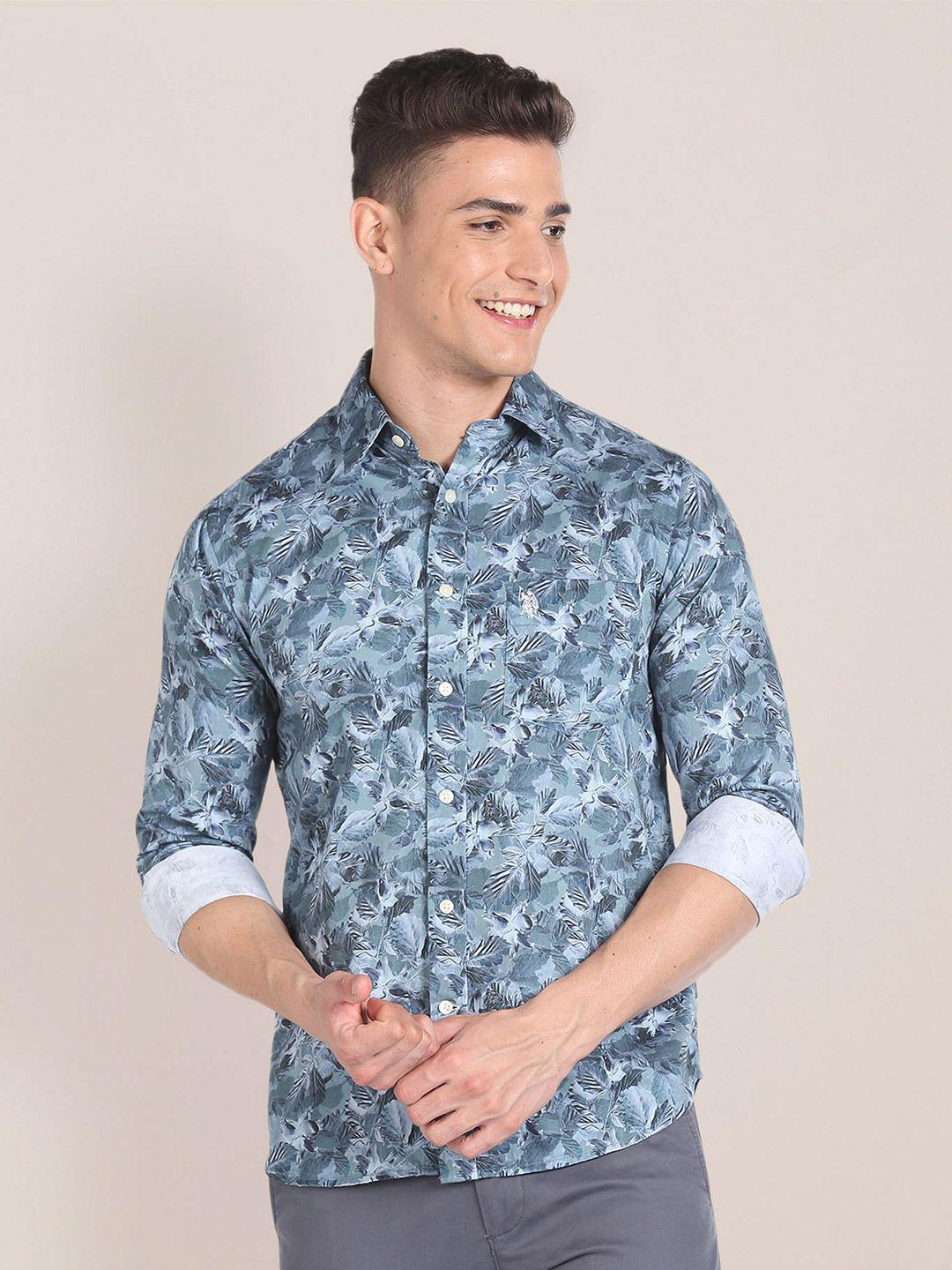 u.s. polo assn. floral printed twill weave pure cotton casual shirt