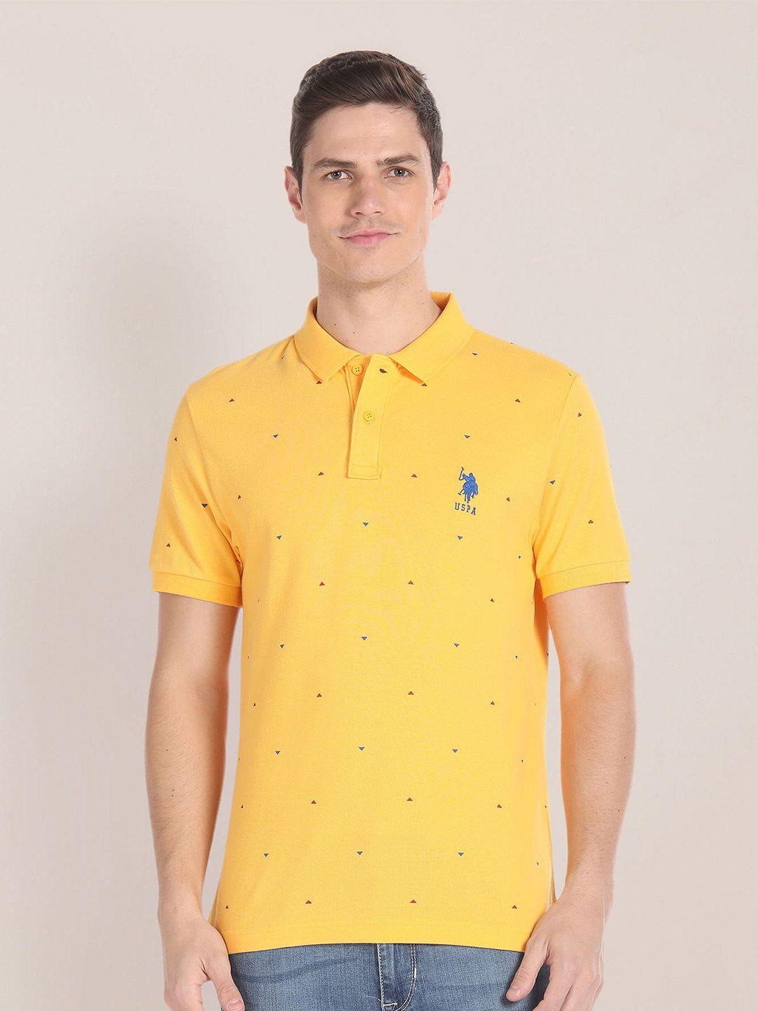 u.s. polo assn. geometric printed pique polo collar pure cotton slim fit t-shirt