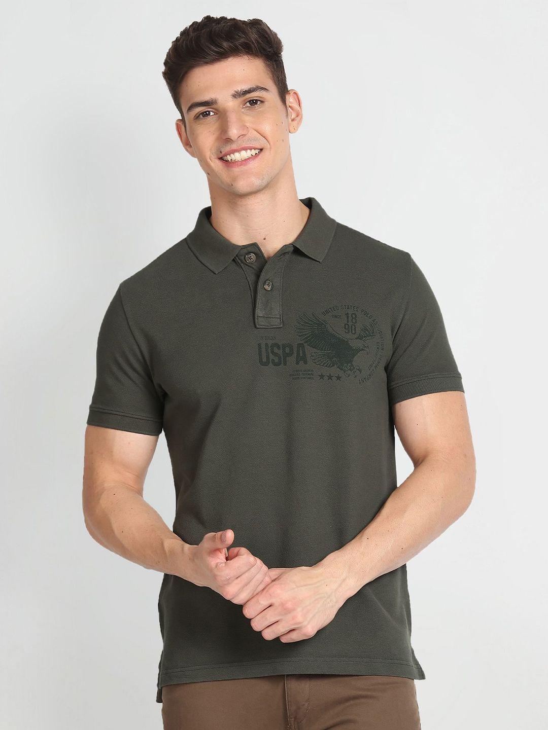 u.s. polo assn. graphic printed polo collar pure cotton slim fit t-shirt