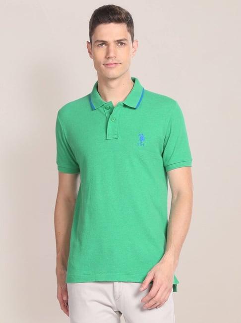 u.s. polo assn. green cotton regular fit polo t-shirt