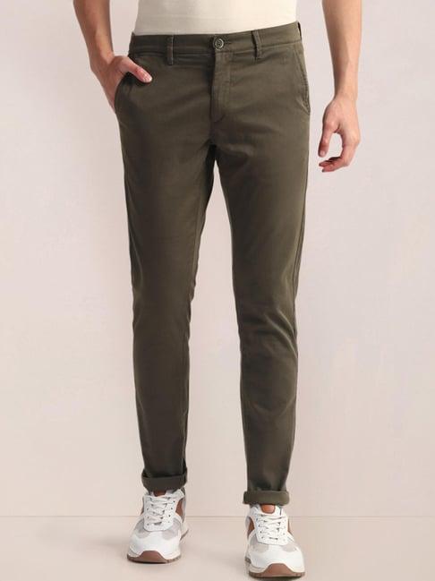 u.s. polo assn. green cotton regular fit printed chinos