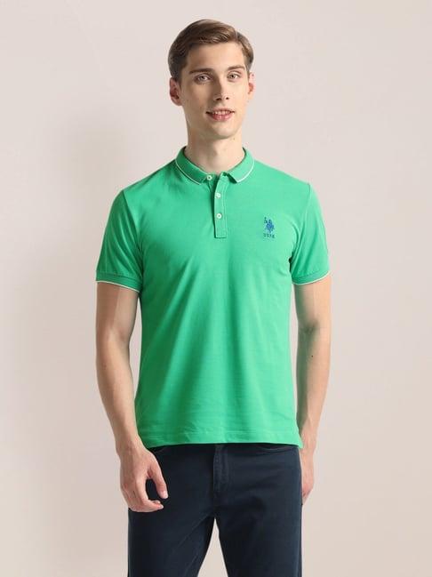 u.s. polo assn. green cotton slim fit polo t-shirt