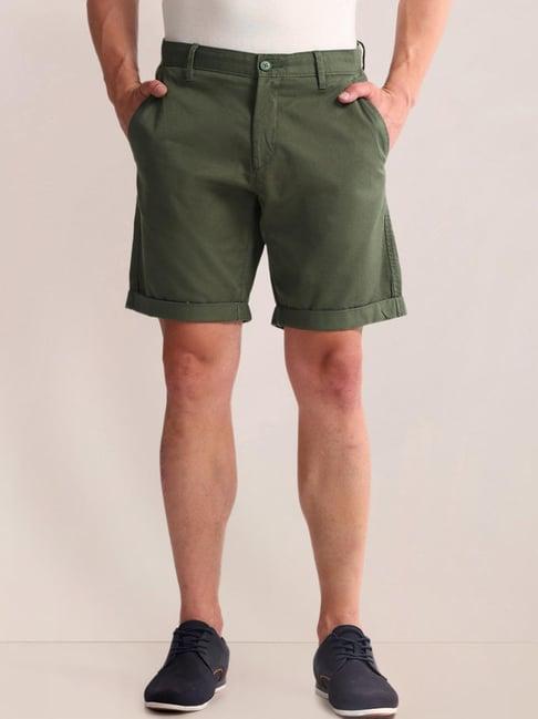 u.s. polo assn. green cotton slim fit shorts