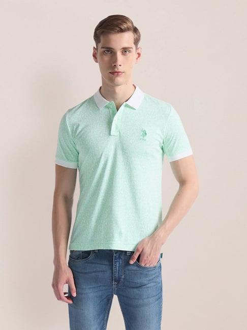 u.s. polo assn. green slim fit printed polo t-shirt