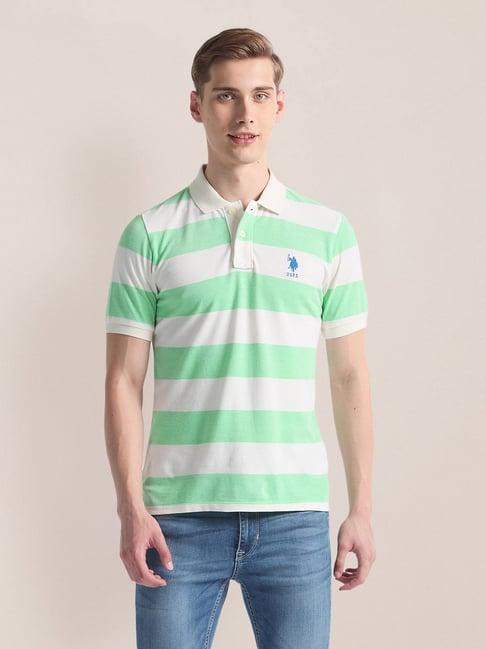 u.s. polo assn. green slim fit striped polo t-shirt