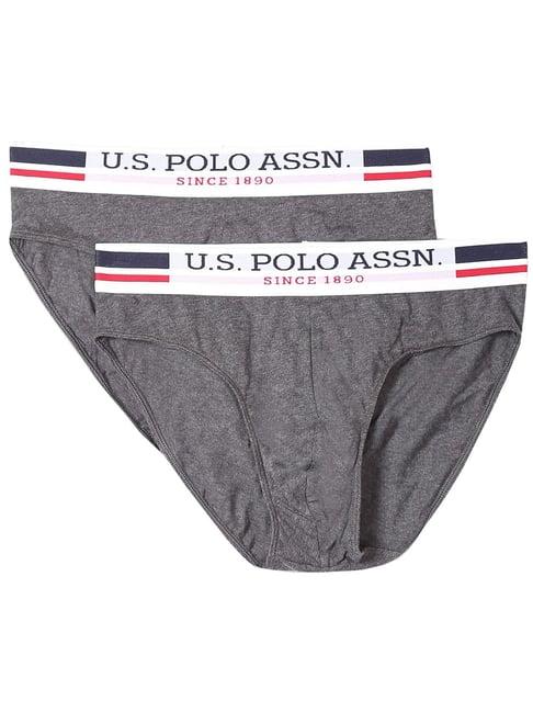 u.s. polo assn. grey cotton regular fit briefs - pack of 2