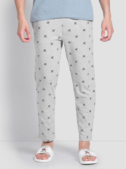 u.s. polo assn. grey cotton regular fit printed lounge pants