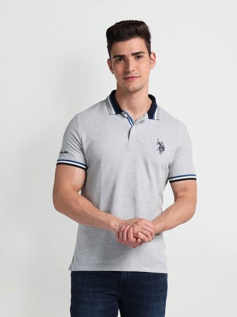 u.s. polo assn. grey melange muscle fit polo t-shirt