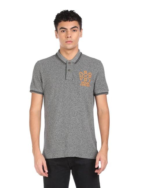 u.s. polo assn. grey regular fit logo printed polo t-shirt