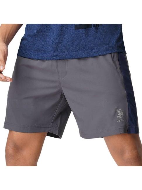 u.s. polo assn. grey regular fit striped shorts