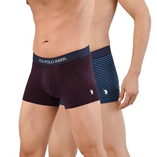 u.s. polo assn. horizontal stripe antibacterial et005 trunks - pack of 2 (navy-star sapphire/navy-pomogranate xl)