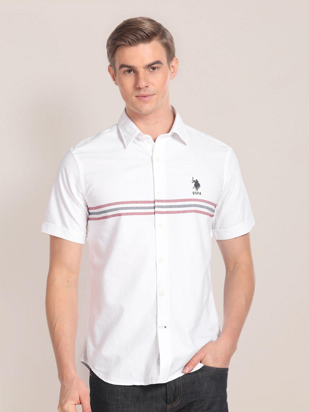 u.s. polo assn. horizontal striped pure cotton casual shirt