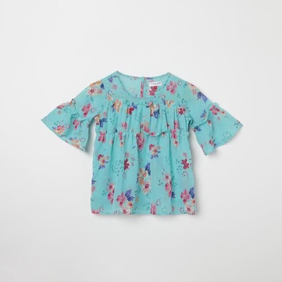 u.s. polo assn. kids bell sleeves floral print top
