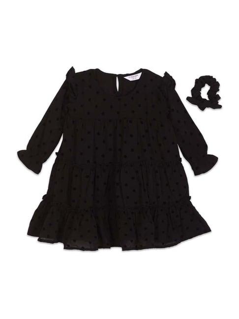 u.s. polo assn. kids black printed full sleeves dress