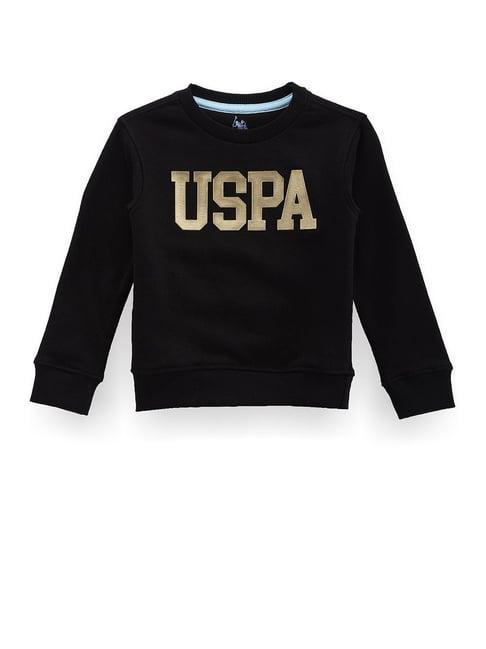 u.s. polo assn. kids black printed full sleeves sweatshirt