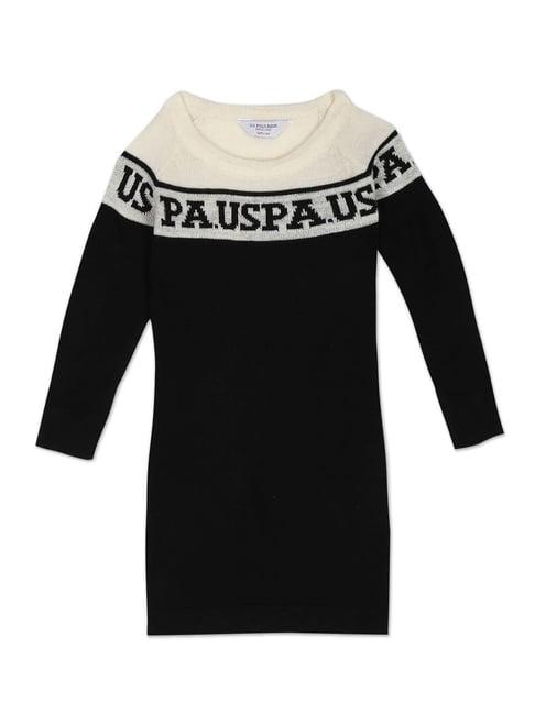 u.s. polo assn. kids black self design full sleeves dress