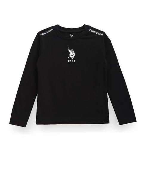 u.s. polo assn. kids black solid full sleeves t-shirt