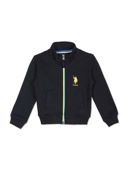 u.s. polo assn. kids blue cotton applique full sleeves sweatshirt