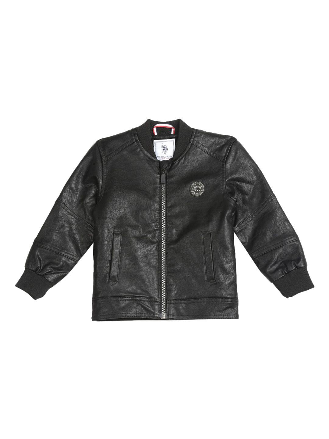 u.s. polo assn. kids boys black solid high neck jacket